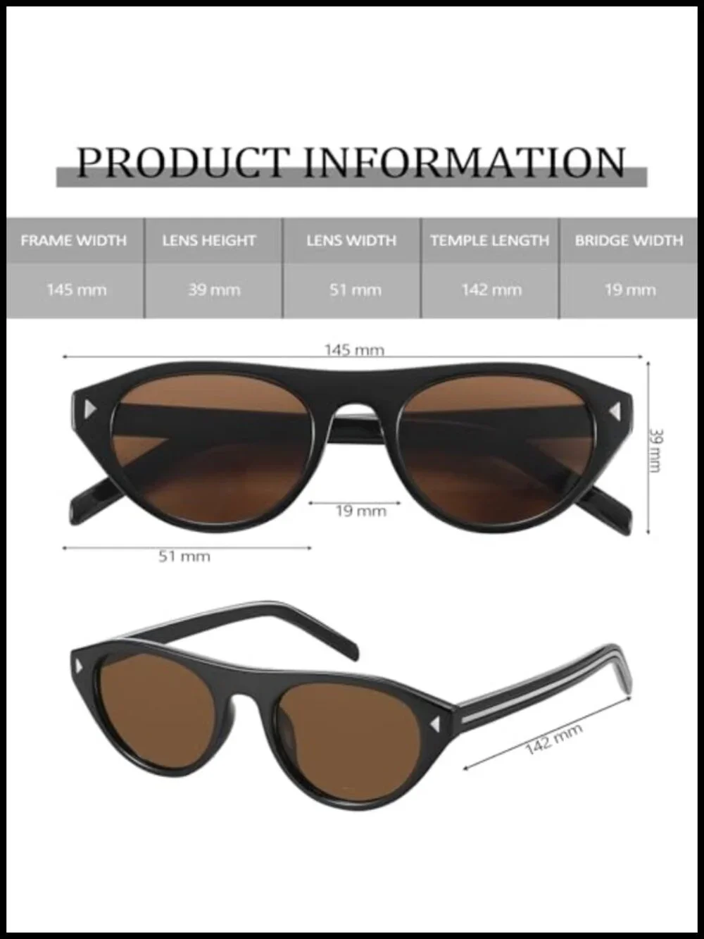 Retro Oval Sunglasses UV Protection Cat Eye Narrow Frame
